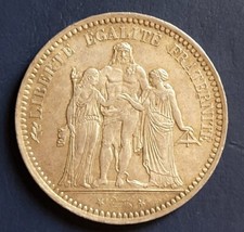 1873 France 5 Five Francs Silver Coin with Hercules Group  A