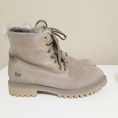 Bottes De Randonnée Weinbrenner Femmes US 9 - Cuir Gris - Lacets - Occasion Très Bon état
