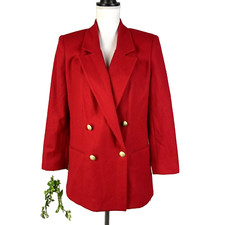 Vintage Sag Harbor Blazer Jacket sz 10P Red Wool Gold Crest Buttons 80s Y2K 90s