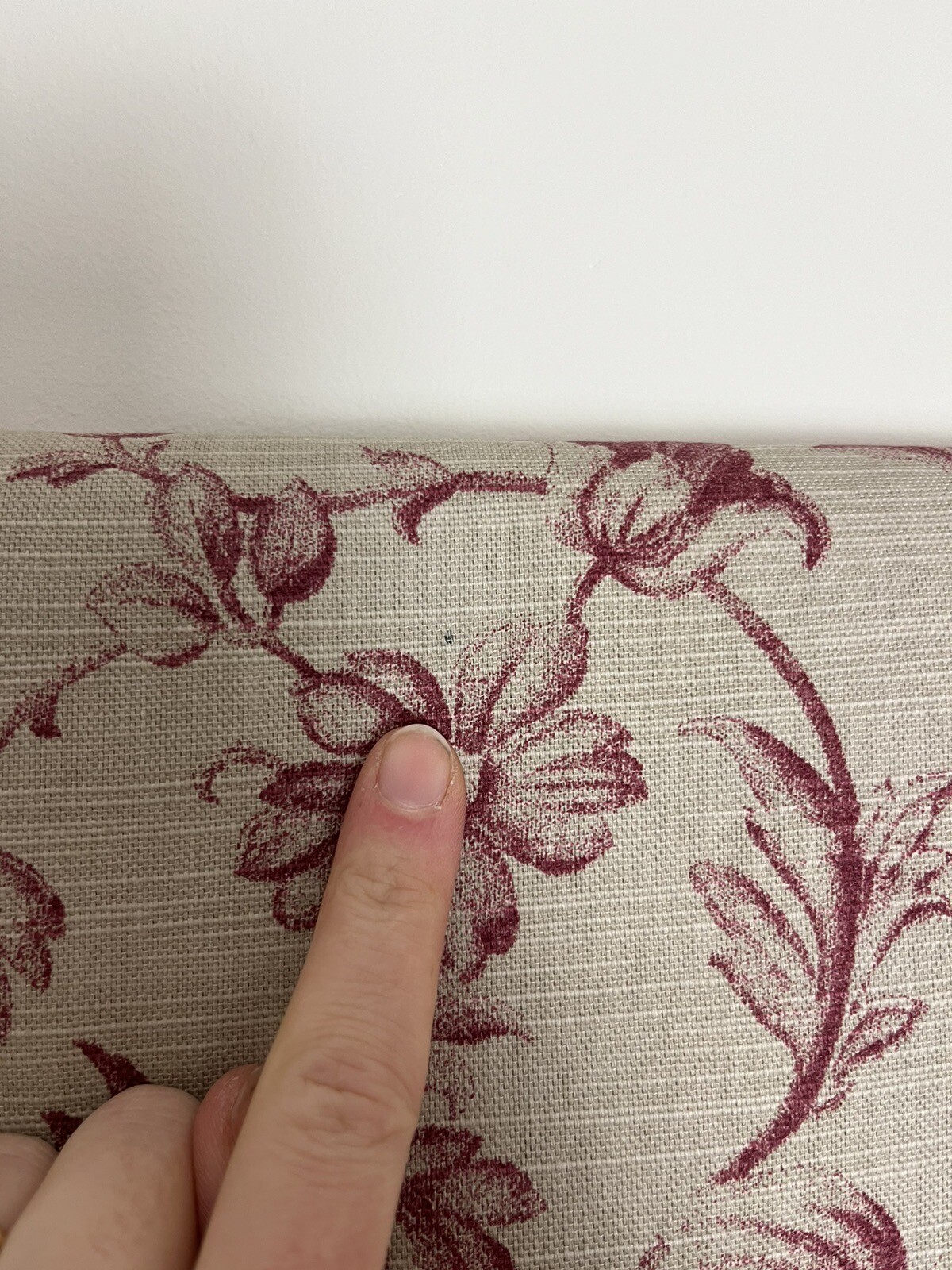 Laura Ashley Ironwork Scroll Cranberry Fabric Linen Blend Regency