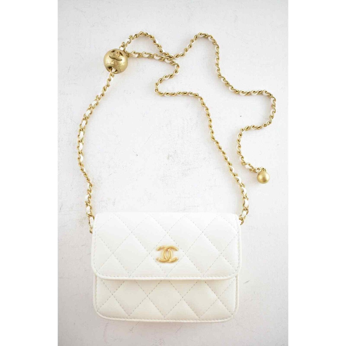 Chanel 22C White Pearl Crush Clutch Mini Chain Classic Gold Card Belt Waist Bag | eBay Chanel 22C White Pearl Crush Clutch Mini Chain Classic Gold Card Belt Waist Bag | Ebay