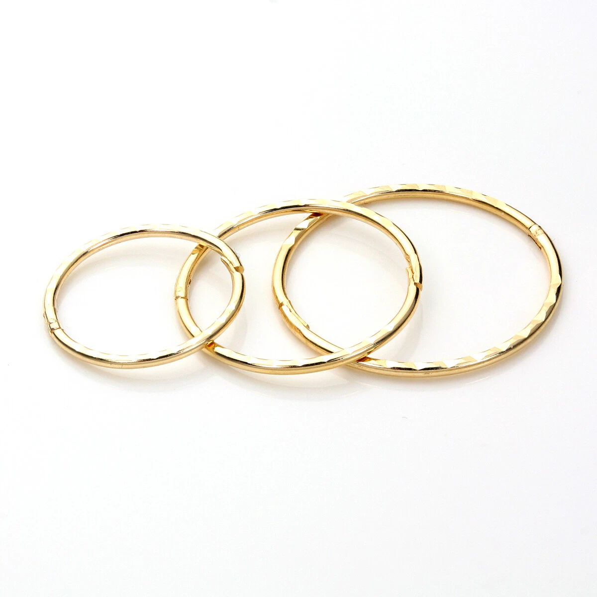 9ct Yellow Gold Plain Patterned Hinged Hoop Sleeper Hoops