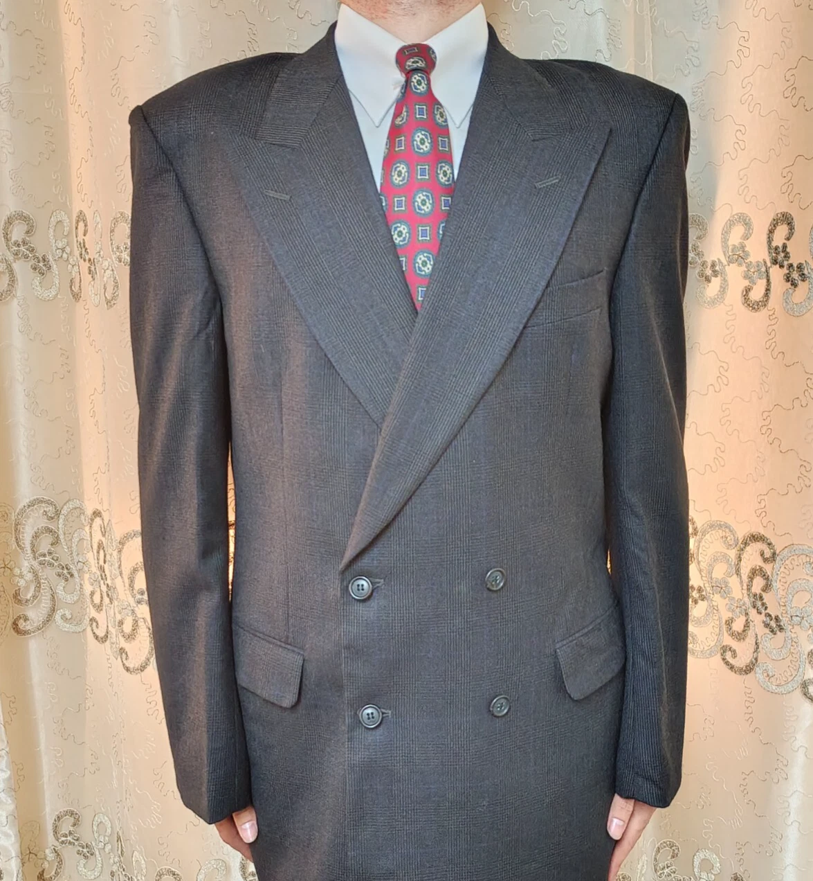 SAINT LAURENT (YSL) Giacca blazer tuta db check vintage anni 50 sartoriale classico tutto pettinato 42L