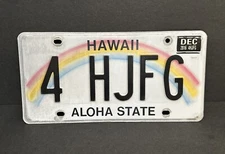 2016 Hawaii — 4 HJFG — Vanity License Plate w/Sticker, ALOHA STATE