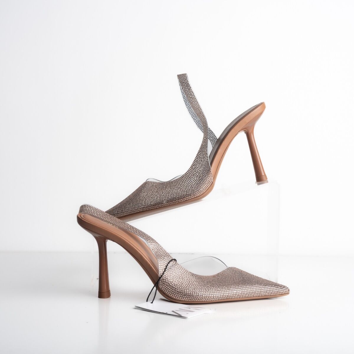Zara Womens Rose Gold Rhinestone D'Orsay Heels Pumps Vinyl Zara Womens Rose Gold Rhinestone D'Orsay Heels Pumps Vinyl