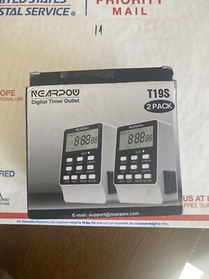 2 Outlet Timer, NEARPOW T19S Dual Light Timer w/2 Independently-controlled