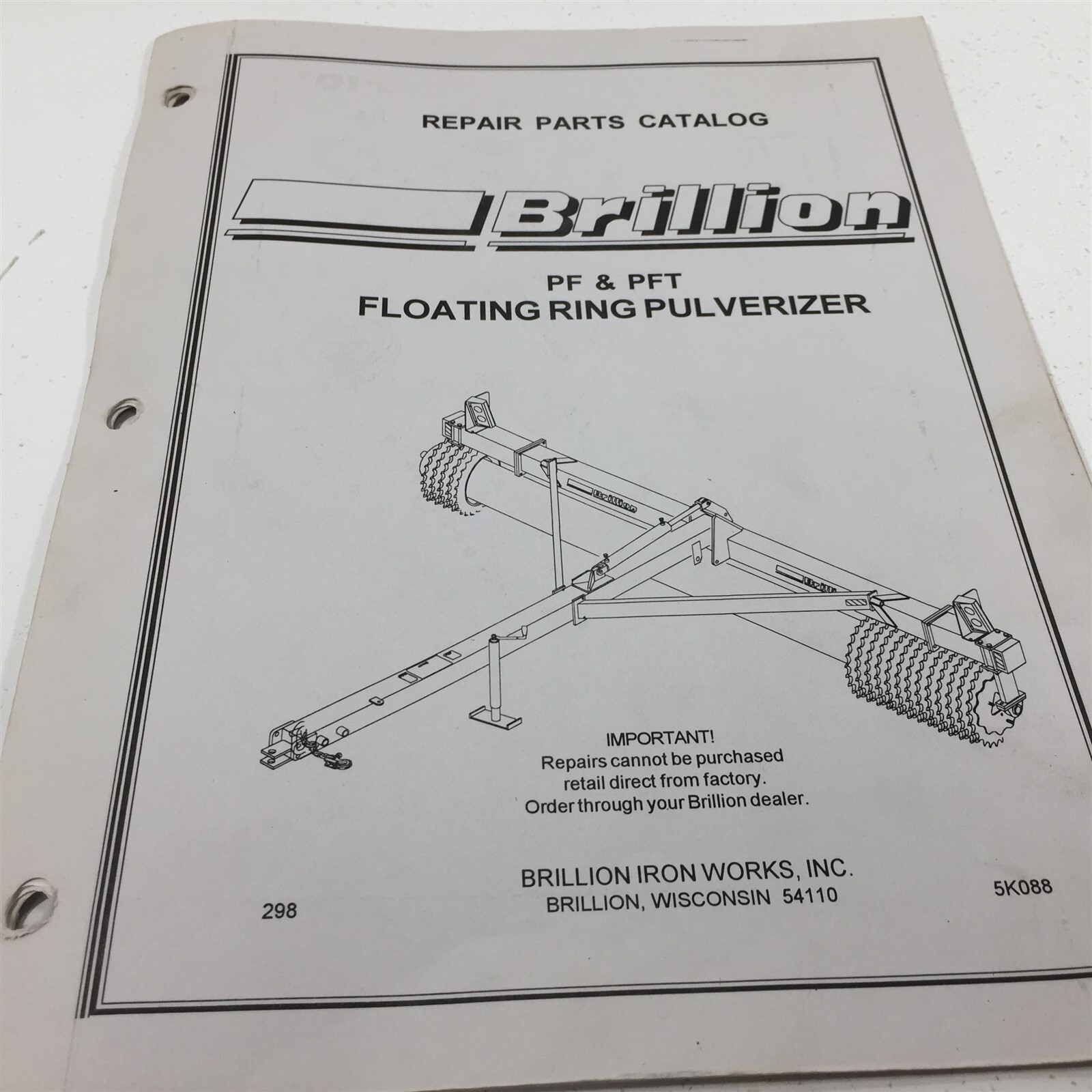 Genuine Brillion PF PFT Floating Ring Pulverizer Parts Catalog 5K088