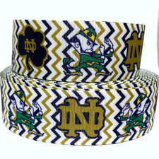 GROSGRAIN RIBBON 5/8", 7/8", 1.5", 3" Notre Dame Football Sports Team Printed