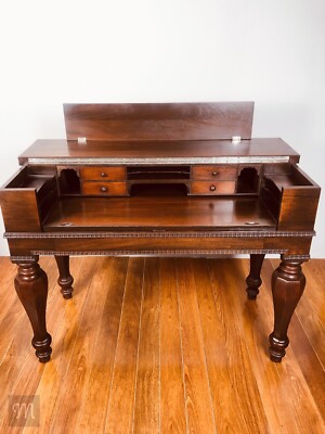 H.E. Shaw Mahogany Grand Spinet Writing Desk: A Scholar's Sanctuary