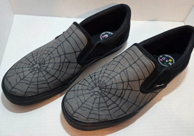 Maui & Sons Classic Slip-on Sneaker Shoes Size 12 Men's Black Gray SPIDER WEB