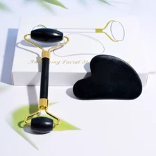 ***STOCK CLEARANCE***Anti-Wrinkle Anti-Aging Jade Roller & Gua Sha Set