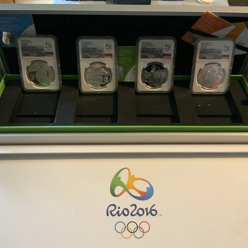2015 SERIES 2 RIO OLYMPICS 1 OZ SILVER 5 REAIS COINS NGC PF69 UC