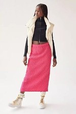 Urban Outfitters UO Kimmy Bubble Knit Midi Skirt Pink (Size L) NEW W TAG