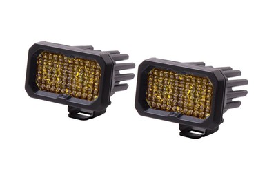 Diode Dynamics SS2 Pro Amber Flood Light Pod Set W Amber Backlight W/ Harness