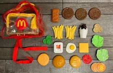 Vintage 2001 McDonald's Toy Play Food Set and Backpack ** Missing Pieces **