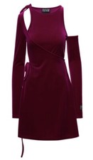 Versace Jeans Couture Cut Out Velvet Wrap Mini Dress Fuchsia Size 8 New/tag