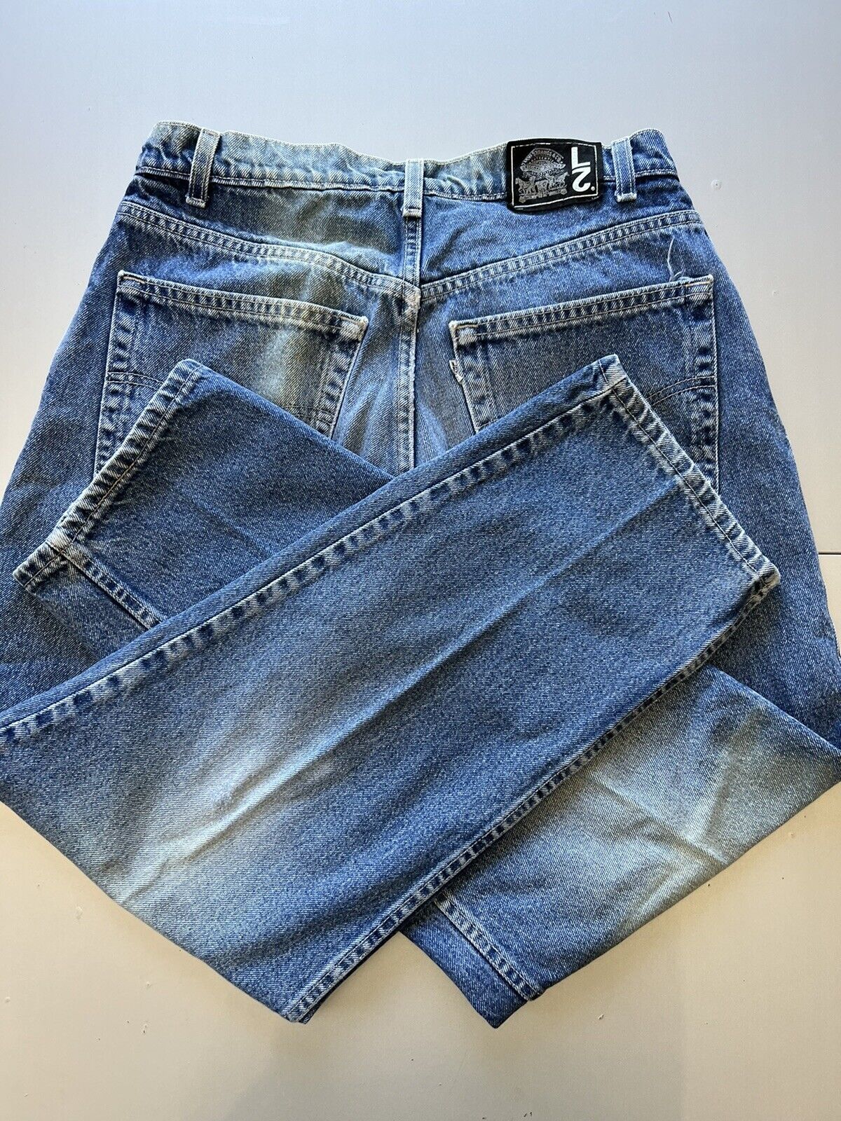 Vintage 90s Levis L2 Baggy Distressed Faded Light Wash Made In USA Jeans  32x32 | eBay