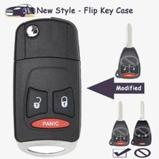 Modified Flip Remote Key Case Shell Fob 3Button for Dodge Caliber Dakota Durango