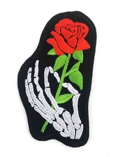 skeleton Hand w/Rose Embroidered Iron sew on patch Grateful Dead Bertha 3229
