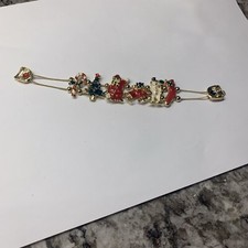 Holiday Christmas Bracelet Gold Tone Tree, Stocking, Santa, Snowmen Candy Cane