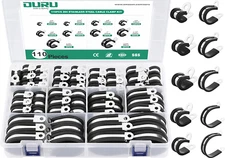 OURU 110PCS Cable Clamps Assortment Kit, Stainless Steel Rubber Coated, 10 Sizes