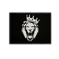 Roaring Lion Patch Embroidered Iron-On Applique for Jacket, King Crown, Animals 
