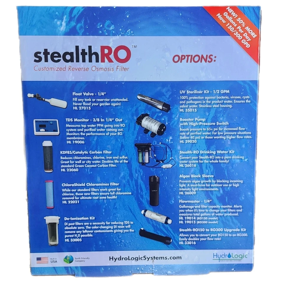 Nuevo sistema de ósmosis inversa Hydrologic Stealth-RO300 300 GPD hidropónico Foto 2 de 4