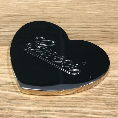 GUCCI Heart Hand Mirror GG Pattern Purple Leather Case With Box Used - Picture 3 of 7
