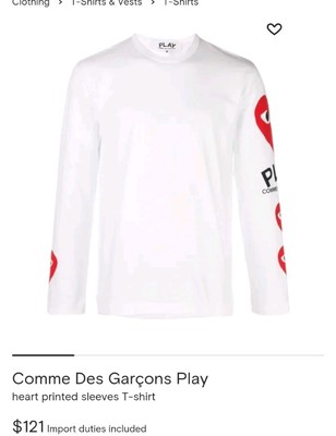 Authentic COMME DES GARCONS PLAY Printed LONG SLEEVES LOGO T-SHIRT