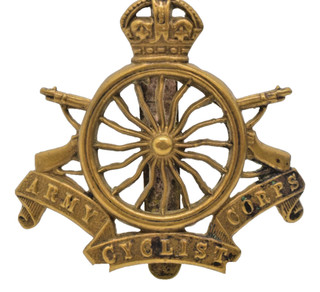 WW1 British Army Cyclist Corps Cap Badge Brass Military Original Slider Badge