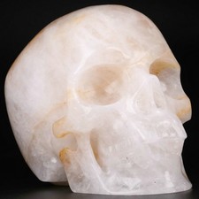 5.0" White Quartz Carved Crystal Skull, Super Realistic, Crystal Healing