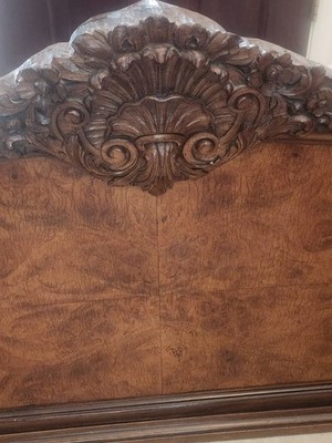 ANTIQUE  1850s HAND CARVED BURR WALNUT Head Or Leg Board.  Solid