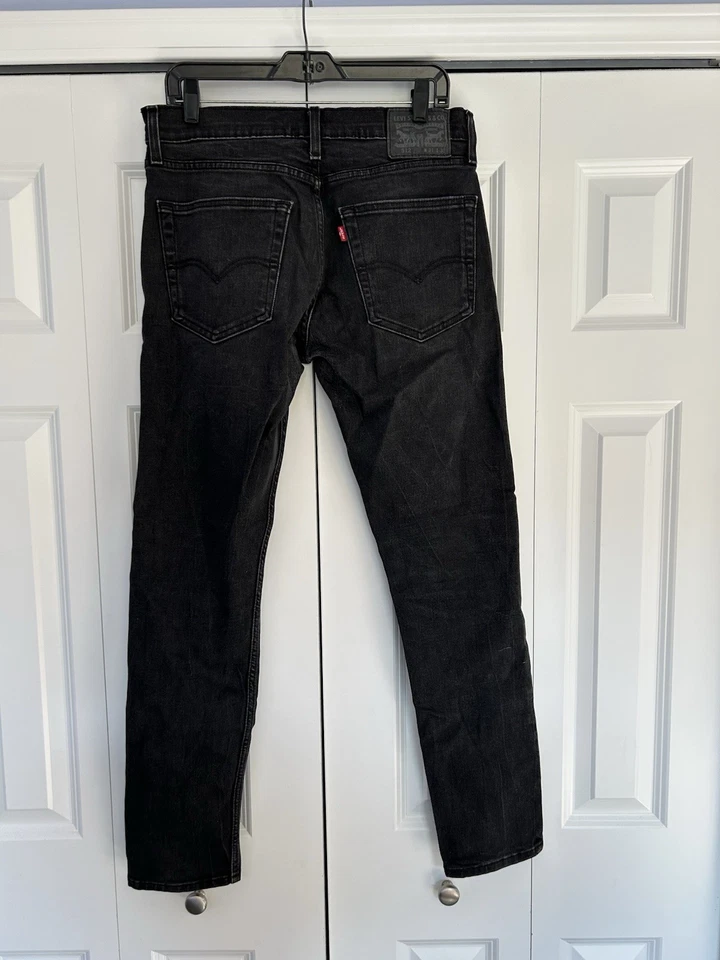 Pantalones de mezclilla ajustados Levi's 512 para hombre negros denim 5 bolsillos talla 31x32 Foto 2 de 4