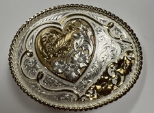 Montana Silversmith Silver Gold Heart Western Belt Buckle Columbus, Montana USA