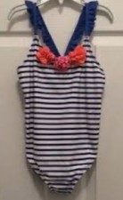 Oshkosh Girls Blue And White Stripe 4/5 one piece swim Suit