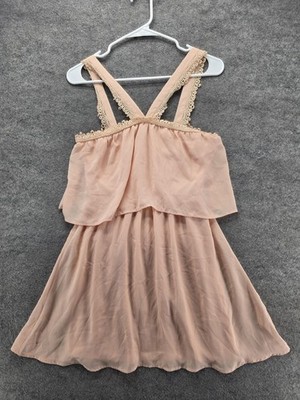 Tobi Dress Womens S Pink Short Sundress Blouson Sleeveless Scoop Neck Lined