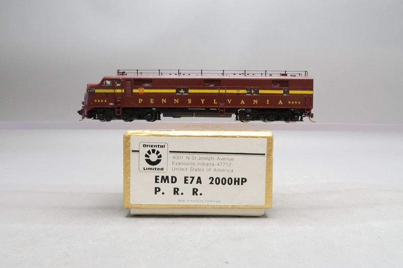 N Brass Model - Oriental PRR Pennsylvania E7 E7A 2000HP w/ Antenna Tuscan Red