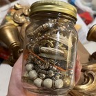 Mixed Jewelry Lot Glass Jar w/ Lid - Bracelets Necklaces Beads Chains Charms — photo 1