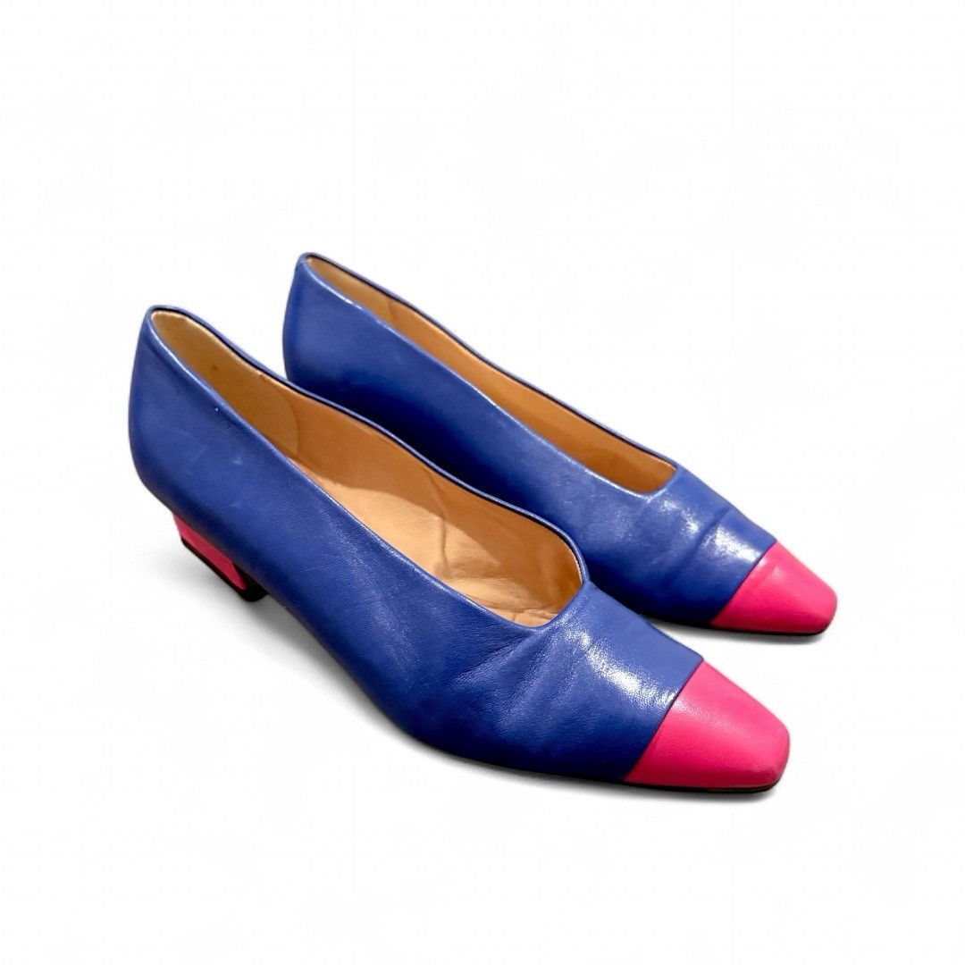 Vintage Paletti Blue Pink Cap Toe Leather Kitten Heels Size 38 Italy Barbie  core | eBay