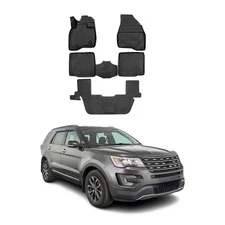 OMAC Floor Mats Liner for Ford Explorer 2016-2019 Black TPE All-Weather 5 Pcs