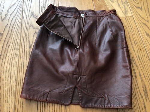 ARABELLA POLLEN LIGHT BROWN GENUINE LAMB LEATHER WOMEN'S STRAIGHT SKIRT UK 10 - Picture 3 of 20