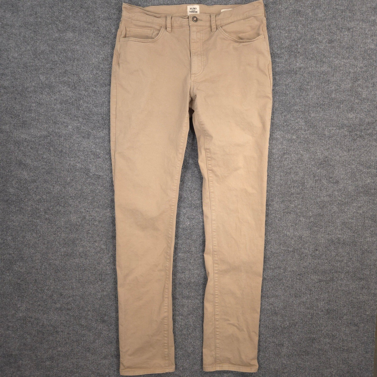 Huckberry Flint and Tinder 365 Pants Mens 33X36 Light Brown 5 Pocket Slim Fit