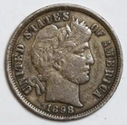 1898 10c Barber Silver Dime - RAW - Nice Coin / Detail