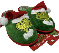 Dr. Seuss Grinch Who Stole Christmas Holiday Slippers Men's Size 11-12 B1 