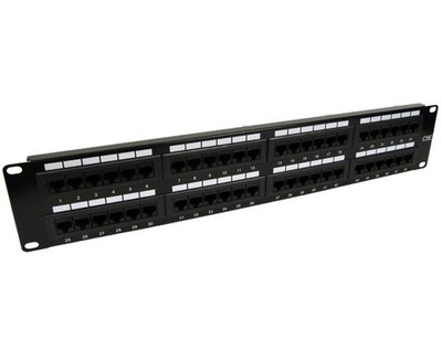 CAT5E Network 48-Port Patch Panel, 2U Rack Mount, 180 Degree, UL-Listed