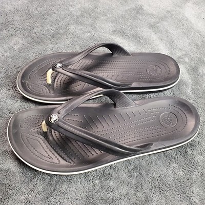 CROCS Crocband Flip Flops Mens 10 Womens 12 Black Thong Sandal Slip On Comfy