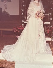 vintage wedding dress Ivory silk organza with empire waist. Very good condition.