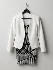 Miss Selfridge Monochrome Dress & New Look White Blazer Set Outfits Suit UK 10