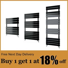 Black Designer Vertical Bathroom Towel Radiator Flat Panel Central Heating Rads
