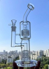 10" Recycle rig matrix Beaker BONG Glass Water Pipe Helix Hookah 14mm bowl clean